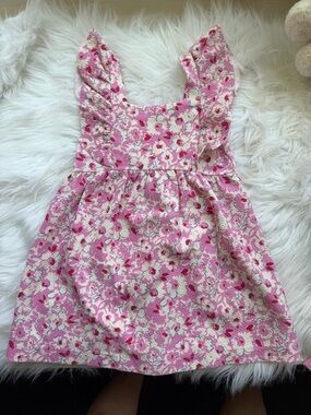 Zara Pink Floral Ruffle Strap Dress